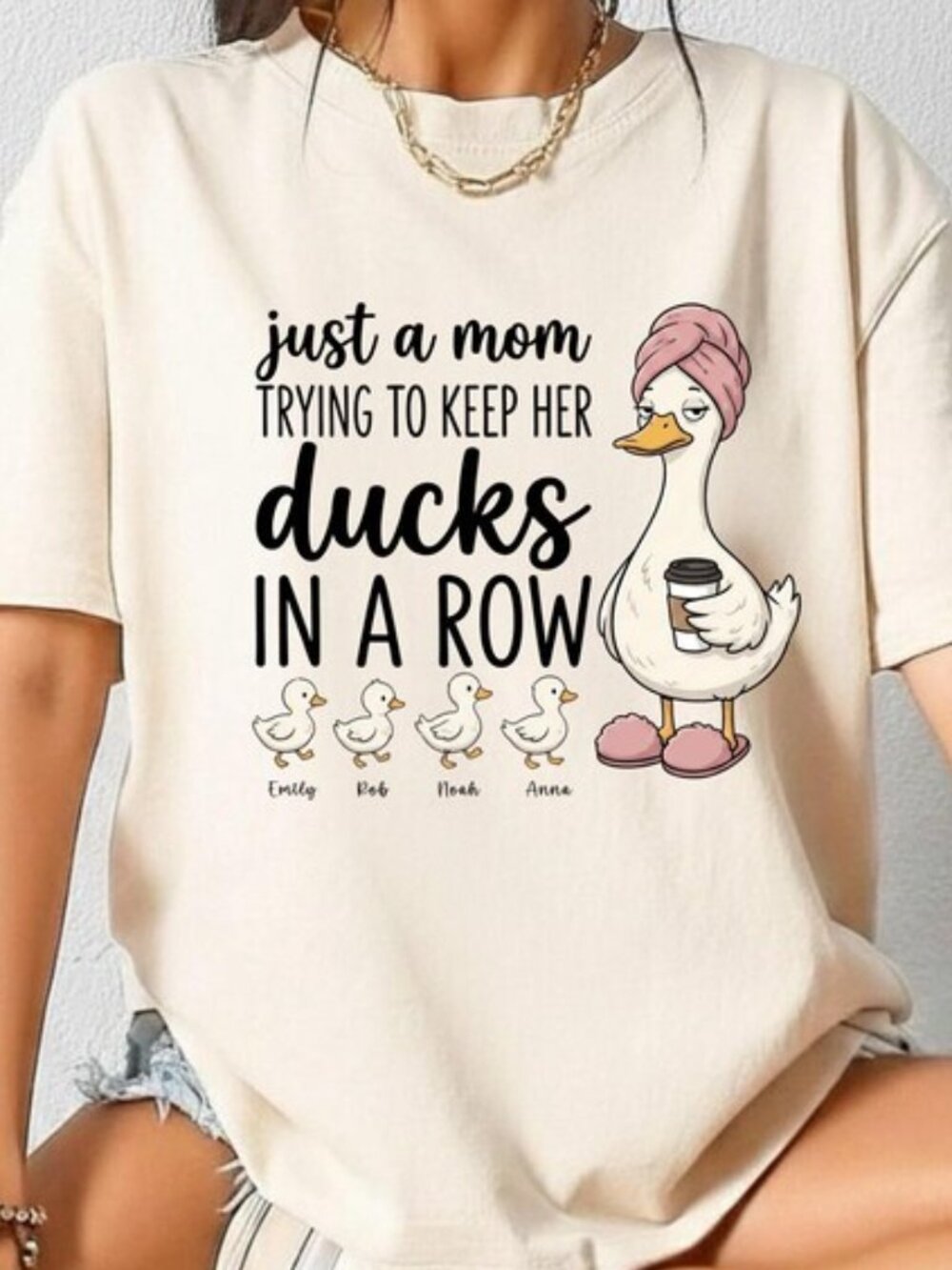 Personalized Mom Ducks in a Row Shirt Custom Kids Names Tee